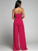 Elegant strappy jumpsuit with slits fuchsia AZRT035